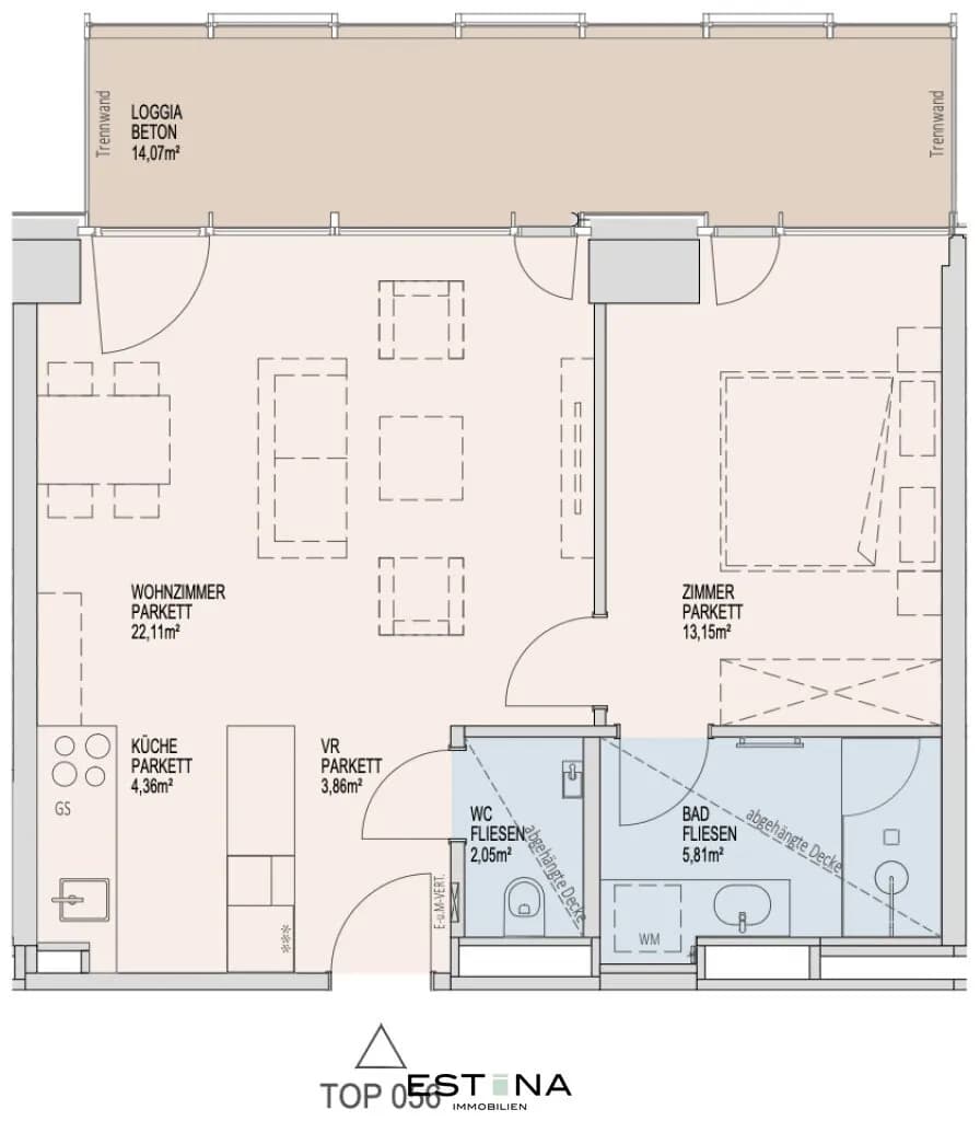 2-Zimmer-Wohnung mieten in Wien – 51,33 m², € 1.600 – Bild 17 von 17
