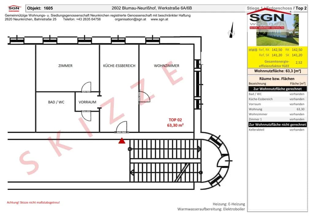 2-Zimmer-Wohnung mieten in Baden – 63,3 m², € 604 – Bild 2 von 2