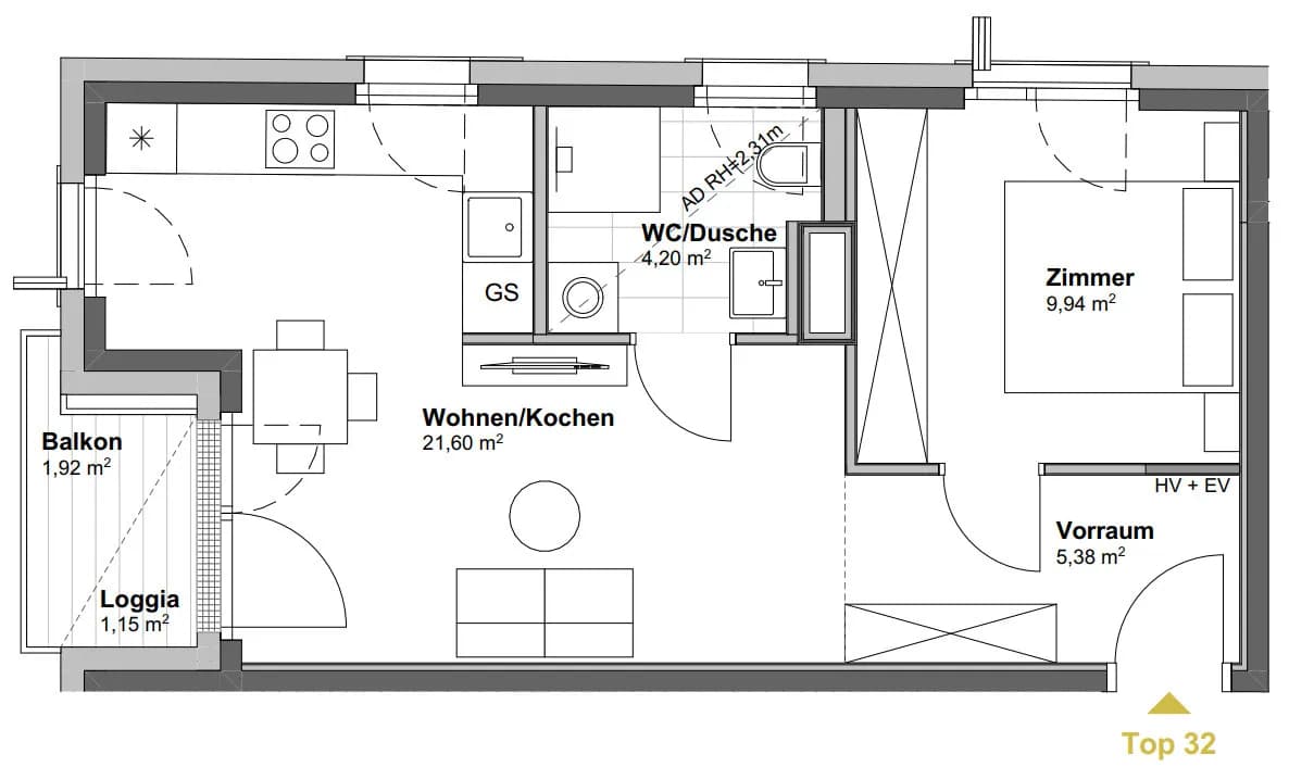 2-Zimmer-Wohnung kaufen in Wien – 41,12 m², € 299.900 – Bild 5 von 8