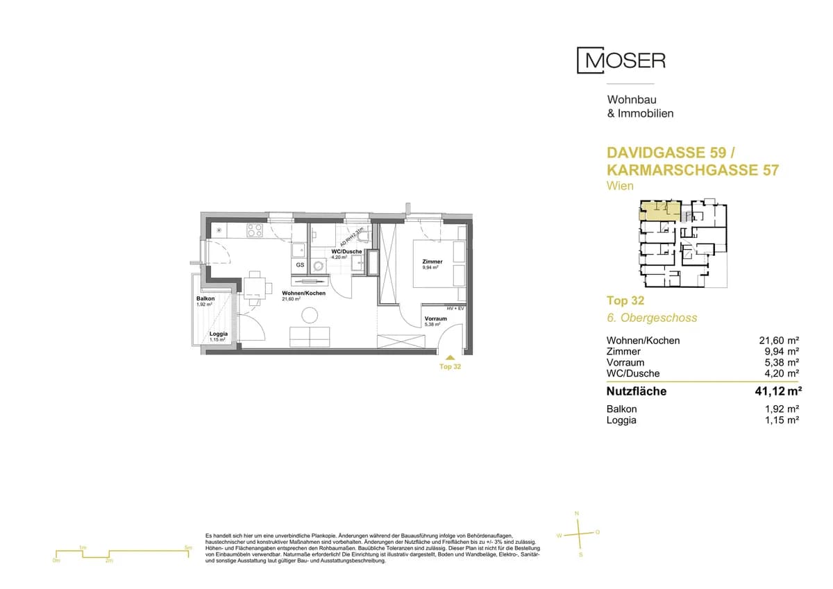 2-Zimmer-Wohnung kaufen in Wien – 41,12 m², € 299.900 – Bild 6 von 8