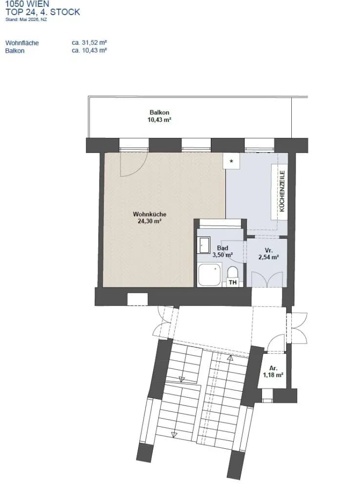 1-Zimmer-Wohnung kaufen in Wien – 31,52 m², € 279.000 – Bild 11 von 11