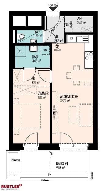2-Zimmer-Wohnung mieten in Graz – 48,08 m², € 740 – Bild 9 von 12