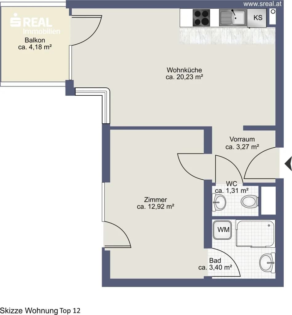 2-Zimmer-Wohnung kaufen in Tulln – 41,13 m², € 232.385 – Bild 7 von 8