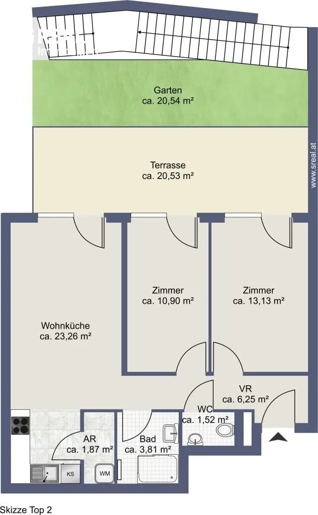 3-Zimmer-Wohnung kaufen in Tulln – 61,85 m², € 358.366 – Bild 7 von 8