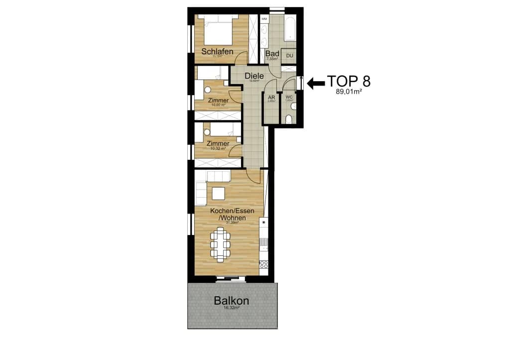 4-Zimmer-Wohnung kaufen in Graz – 89,01 m², € 406.596 – Bild 5 von 5