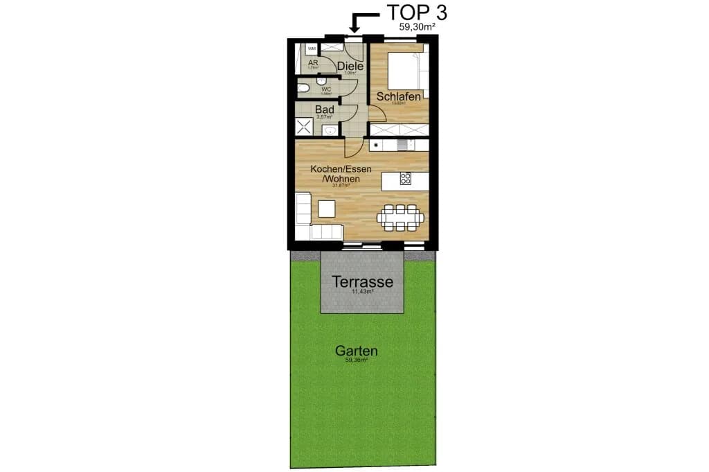 2-Zimmer-Wohnung kaufen in Graz – 59,3 m², € 276.715 – Bild 5 von 5