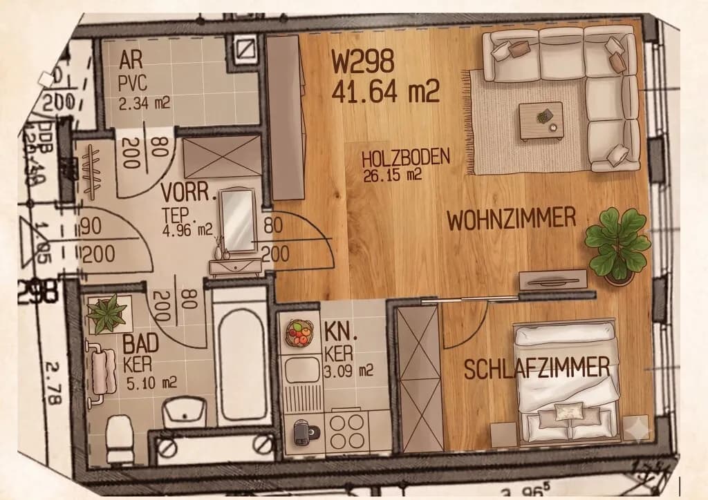 2-Zimmer-Wohnung mieten in Wien – 41,64 m², € 794 – Bild 19 von 19