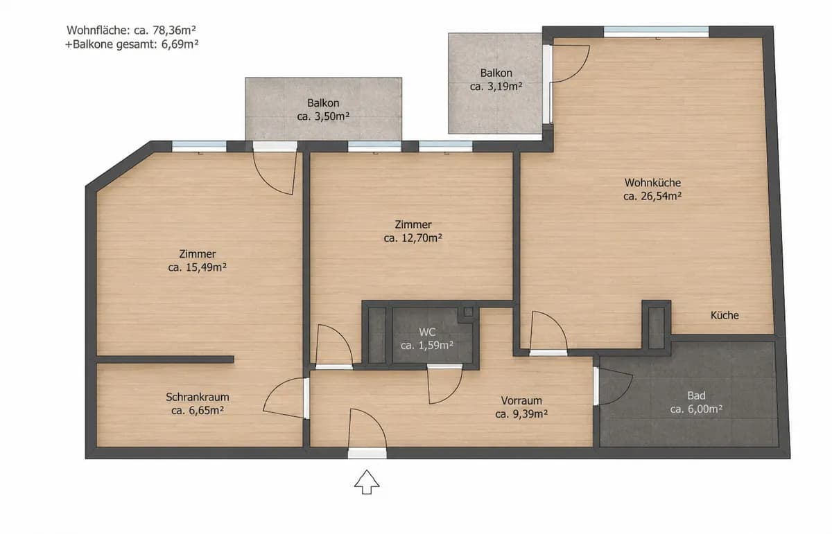 3-Zimmer-Wohnung mieten in Wien – 78,36 m², € 1.640 – Bild 11 von 14