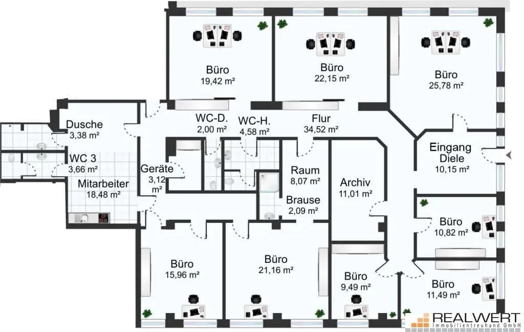 9-Zimmer-Gewerbeimmobilie mieten in Salzburg Stadt – 261 m², € 3.048 – Bild 8 von 8