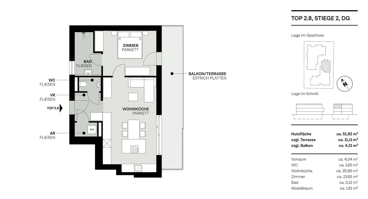 2-Zimmer-Wohnung kaufen in Wien – 51,92 m², € 462.000 – Bild 47 von 51