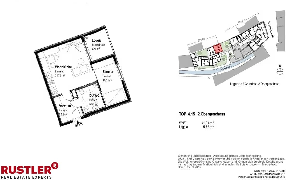 2-Zimmer-Wohnung mieten in Baden – 41,84 m², € 899 – Bild 5 von 13