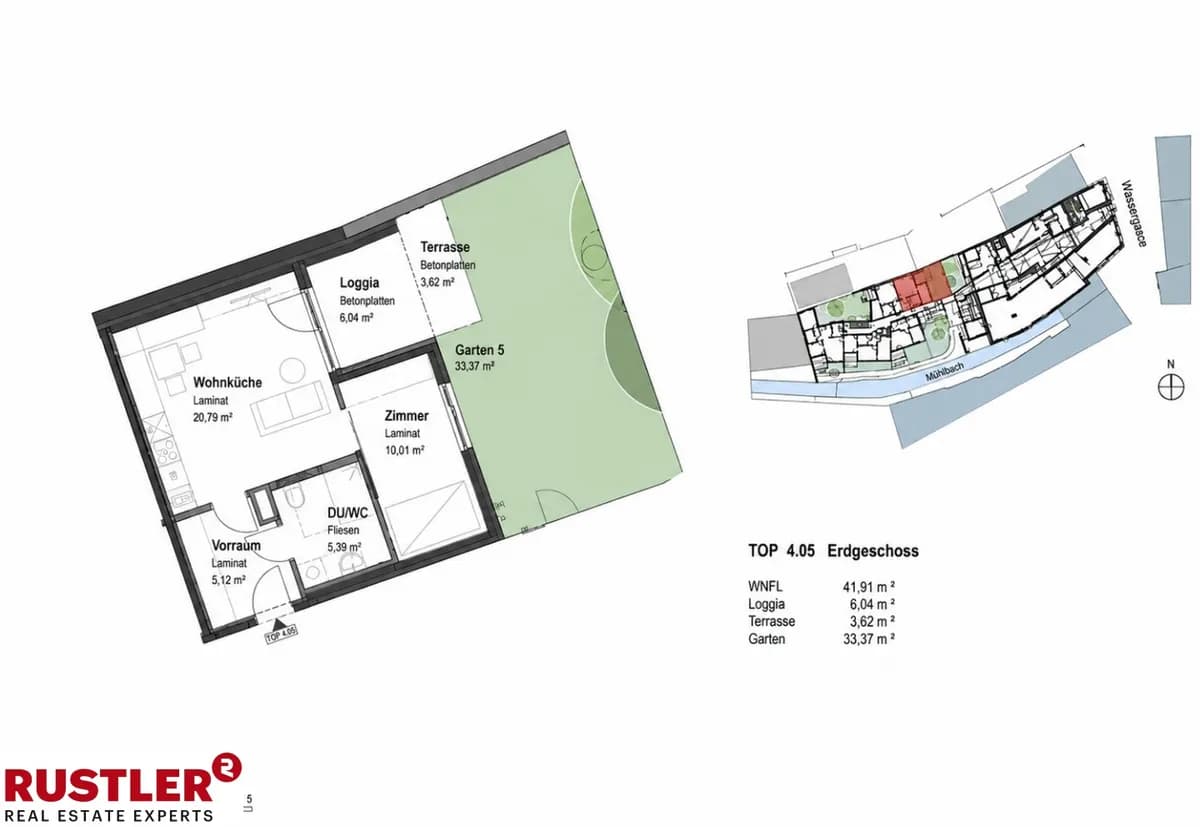 2-Zimmer-Wohnung mieten in Baden – 42,6 m², € 1.002 – Bild 8 von 16