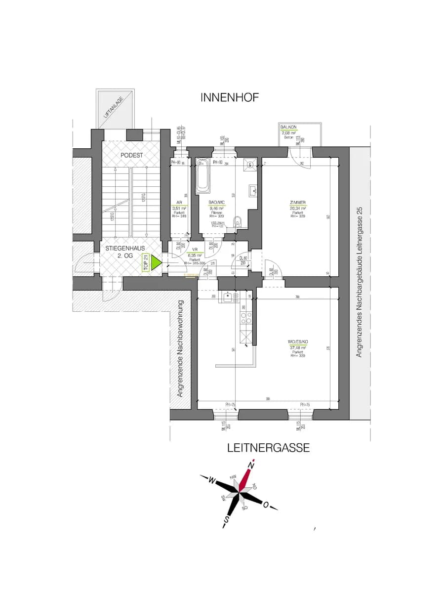 2-Zimmer-Wohnung mieten in Graz – 80,5 m², € 900 – Bild 2 von 6