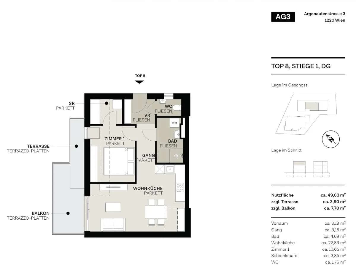 2-Zimmer-Wohnung kaufen in Wien – 49,63 m², € 479.000 – Bild 8 von 14