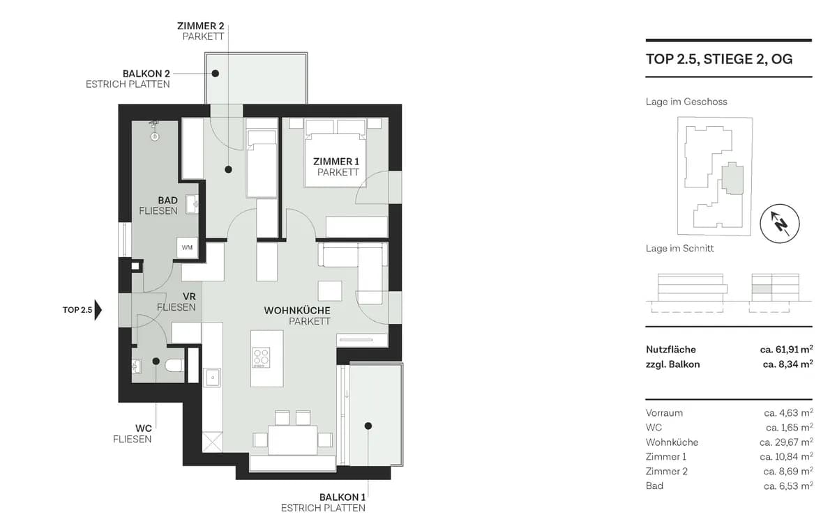 3-Zimmer-Wohnung kaufen in Wien – 61,91 m², € 488.000 – Bild 23 von 29