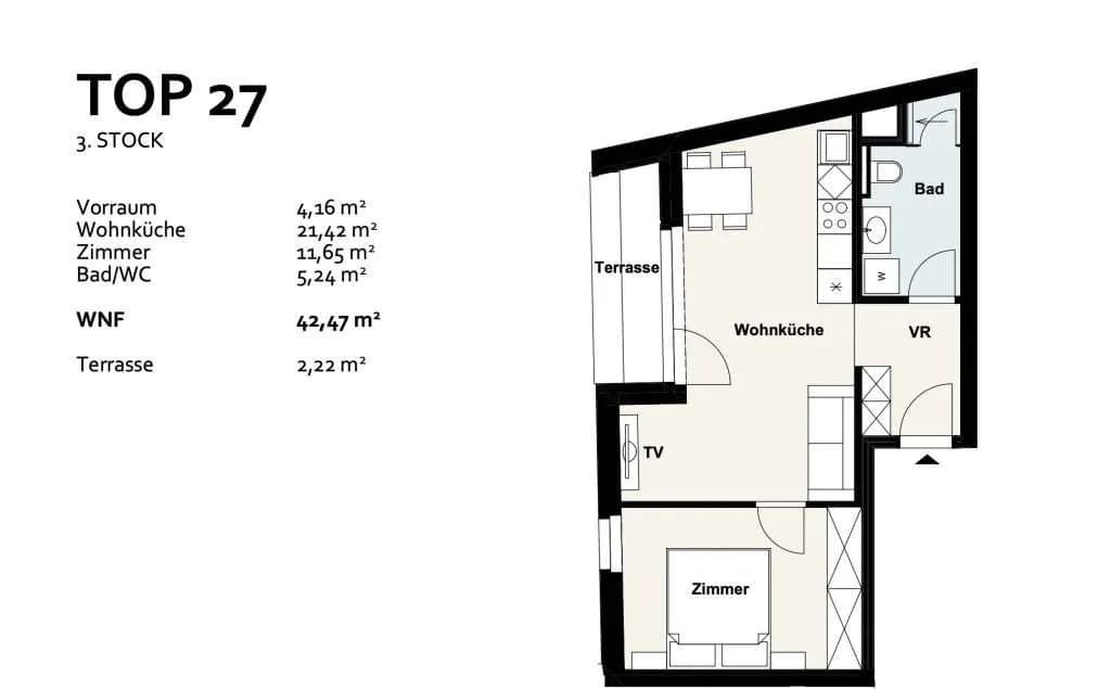 2-Zimmer-Wohnung kaufen in Wien – 42,47 m², € 319.000 – Bild 13 von 13