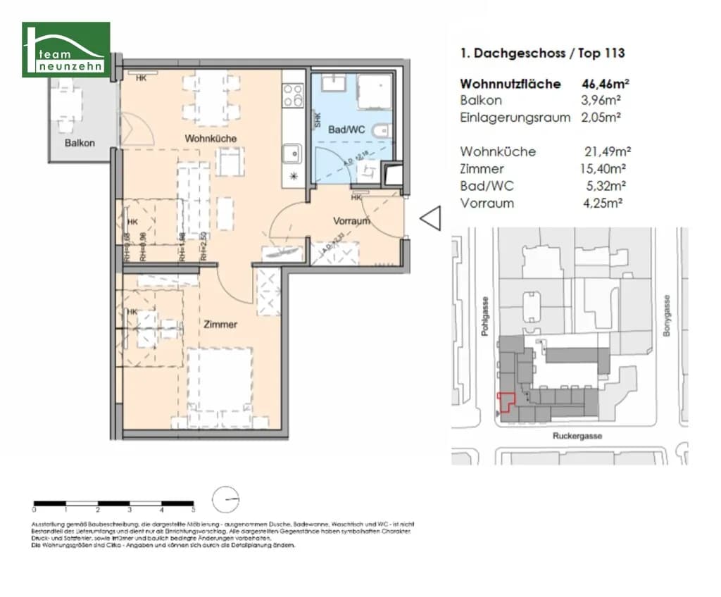 2-Zimmer-Wohnung mieten in Wien – 46,11 m², € 949 – Bild 15 von 15