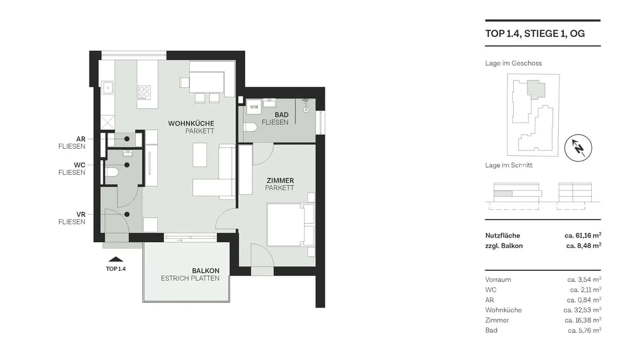2-Zimmer-Wohnung kaufen in Wien – 61,16 m², € 444.000 – Bild 36 von 42