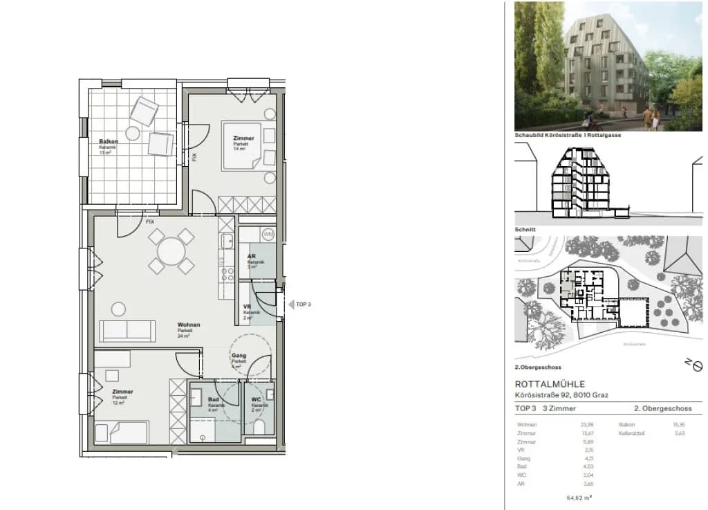 3-Zimmer-Wohnung kaufen in Graz – 65 m², € 393.000 – Bild 10 von 10