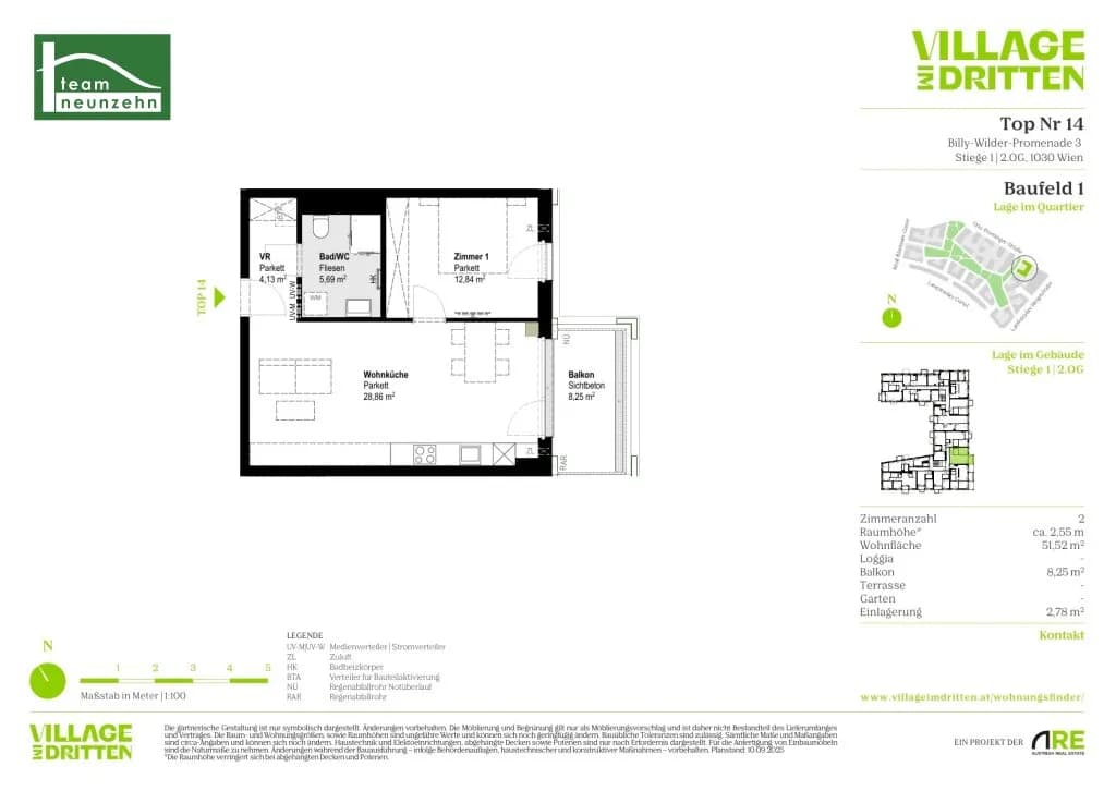 2-Zimmer-Wohnung mieten in Wien – 51,52 m², € 1.179 – Bild 29 von 29