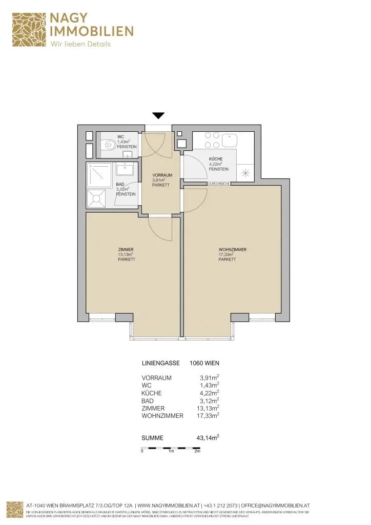 2-Zimmer-Wohnung kaufen in Wien – 43,13 m², € 299.000 – Bild 24 von 25