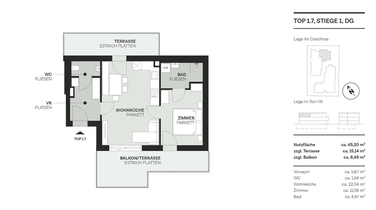 2-Zimmer-Wohnung kaufen in Wien – 45,2 m², € 389.000 – Bild 23 von 29