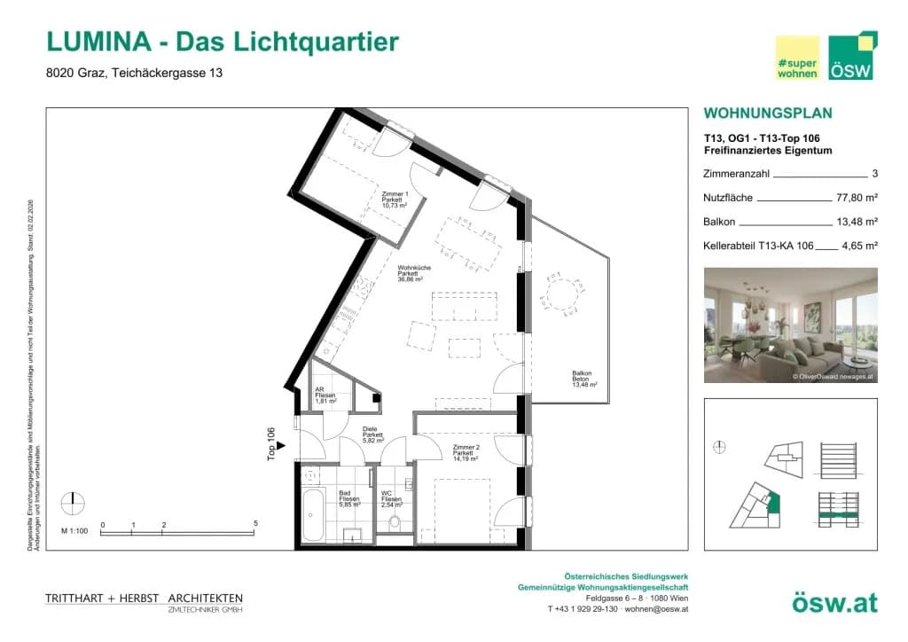 3-Zimmer-Wohnung kaufen in Graz – 77,8 m², € 344.000 – Bild 2 von 11