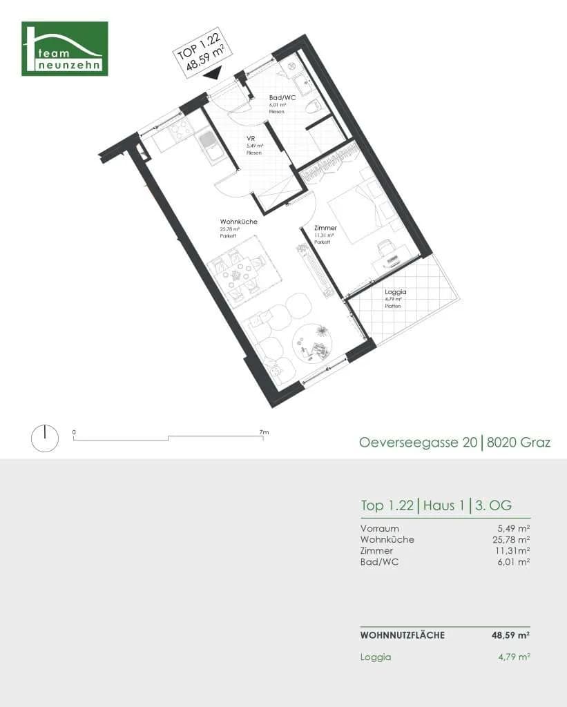 2-Zimmer-Wohnung mieten in Graz – 48,59 m², € 750 – Bild 17 von 17