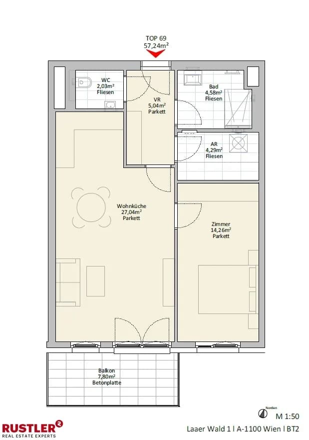 2-Zimmer-Wohnung mieten in Wien – 57,24 m², € 1.099 – Bild 21 von 21