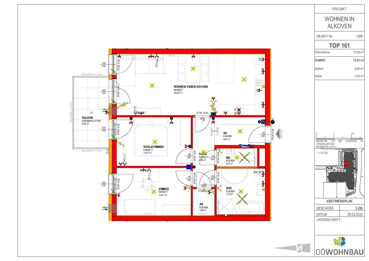 3-Zimmer-Wohnung mieten in Eferding – 74,22 m², € 967 – Bild 3 von 3