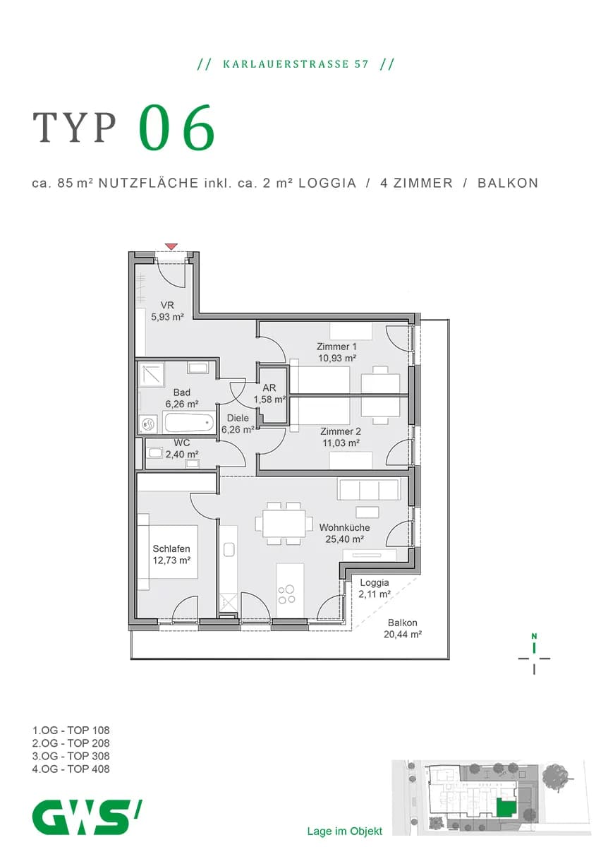 4-Zimmer-Wohnung mieten in Graz – 83,29 m², € 1.120 – Bild 5 von 5