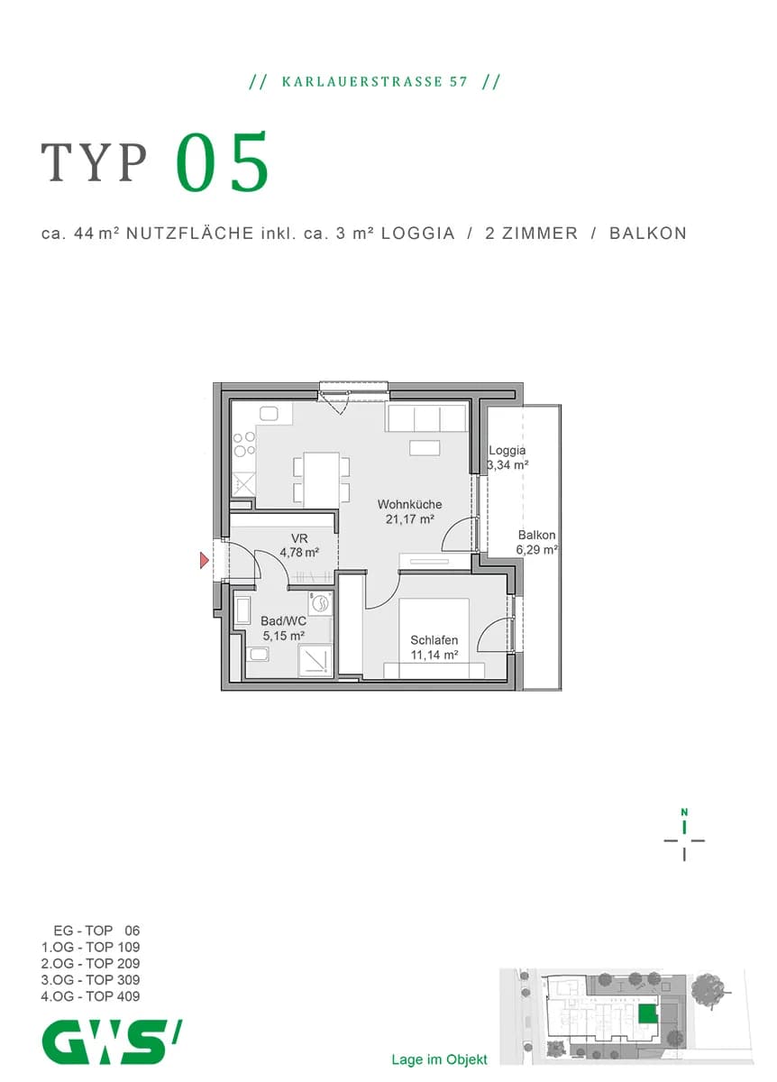 2-Zimmer-Wohnung mieten in Graz – 42,24 m², € 567 – Bild 5 von 5