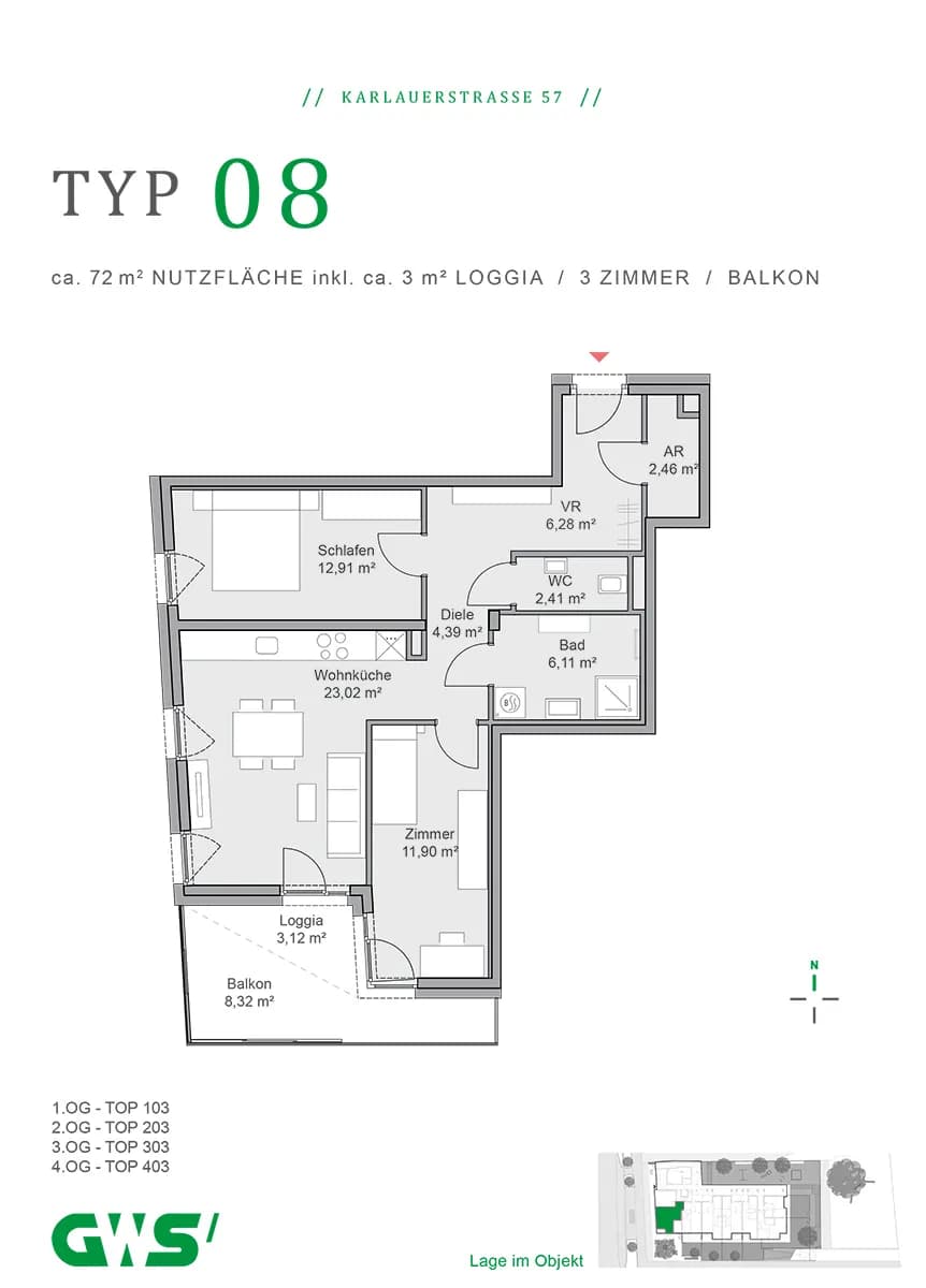 3-Zimmer-Wohnung mieten in Graz – 69,1 m², € 925 – Bild 5 von 5