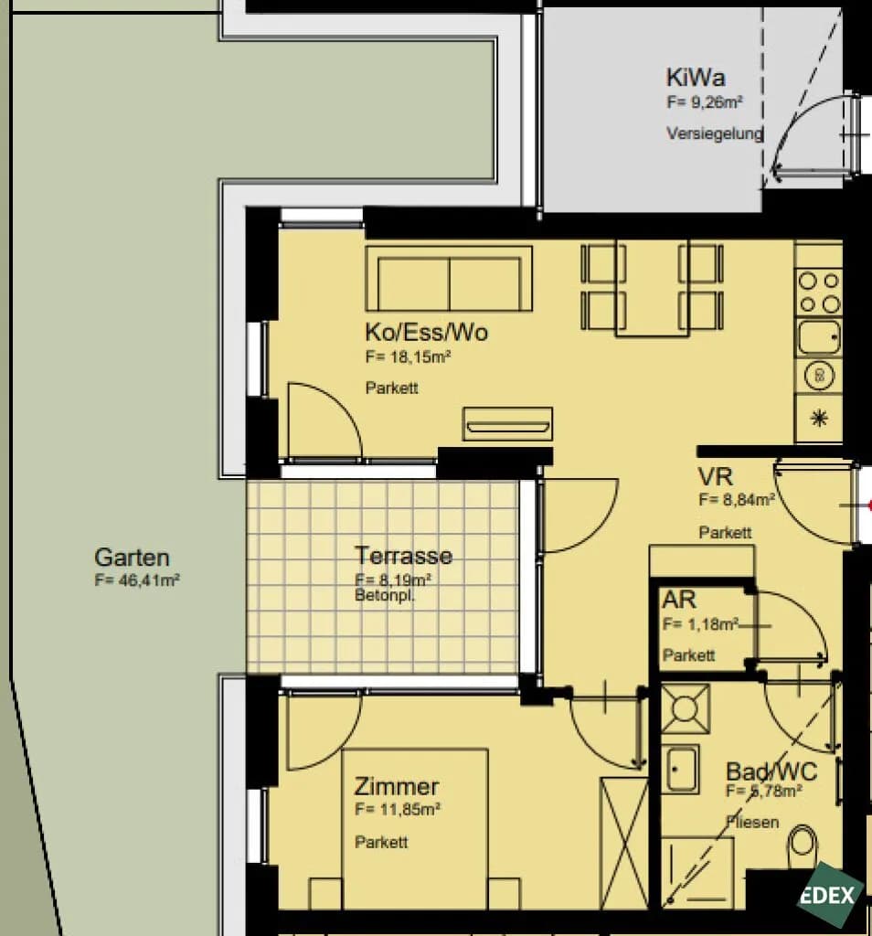 2-Zimmer-Wohnung mieten in Wien – 46 m², € 969 – Bild 15 von 15