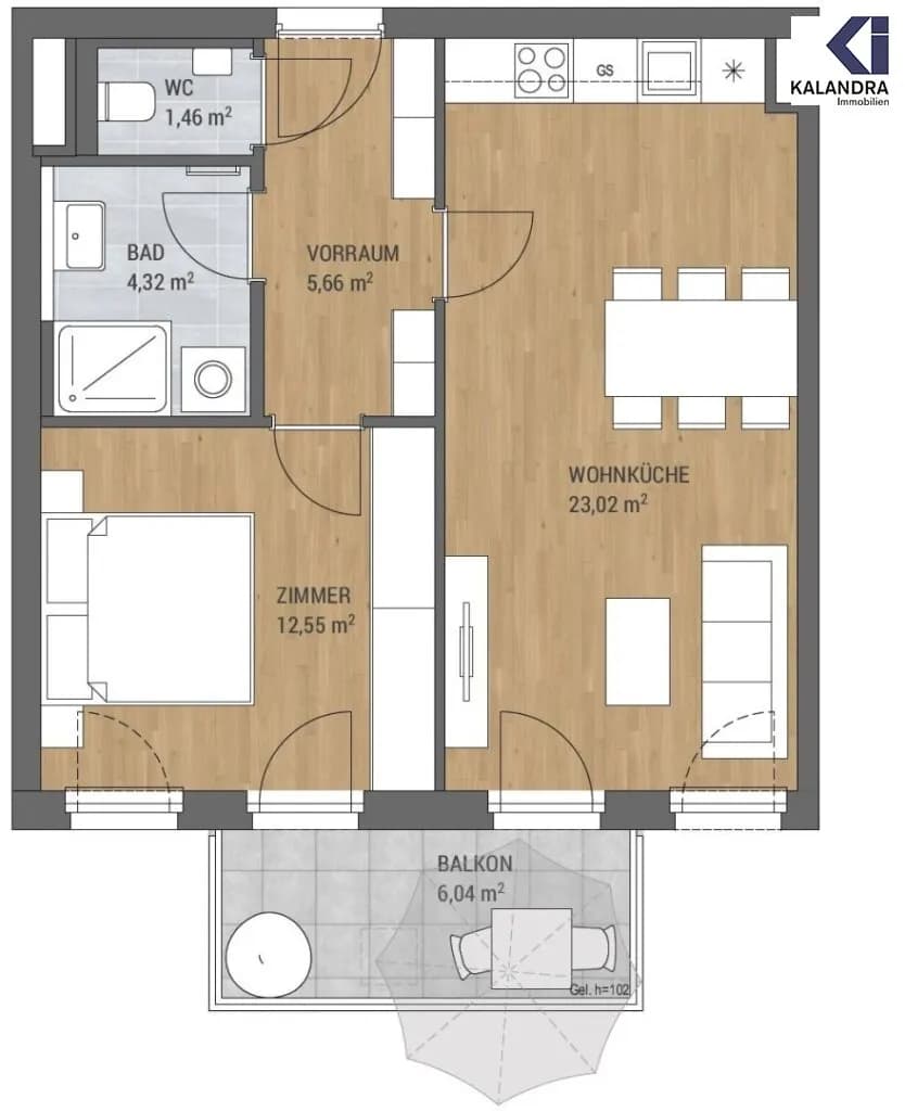 2-Zimmer-Wohnung mieten in Wien – 50 m², € 1.200 – Bild 14 von 15
