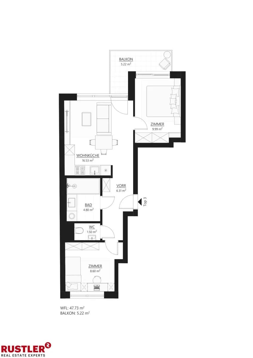 3-Zimmer-Wohnung kaufen in Wien – 48,14 m², € 257.530 – Bild 14 von 15
