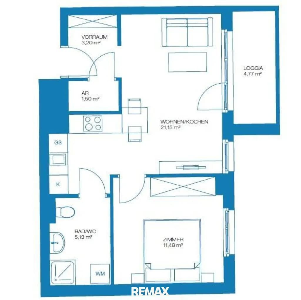 2-Zimmer-Wohnung kaufen in Wien – 42,46 m², € 260.500 – Bild 3 von 5