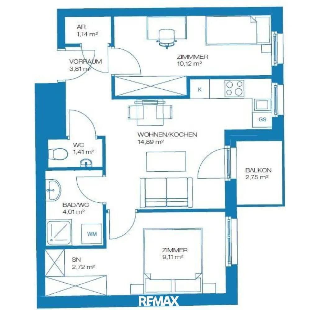 3-Zimmer-Wohnung kaufen in Wien – 47,21 m², € 312.000 – Bild 2 von 5