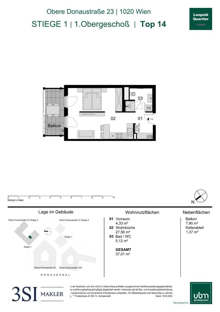 1-Zimmer-Wohnung kaufen in Wien – 37,29 m², € 329.000 – Bild 16 von 16