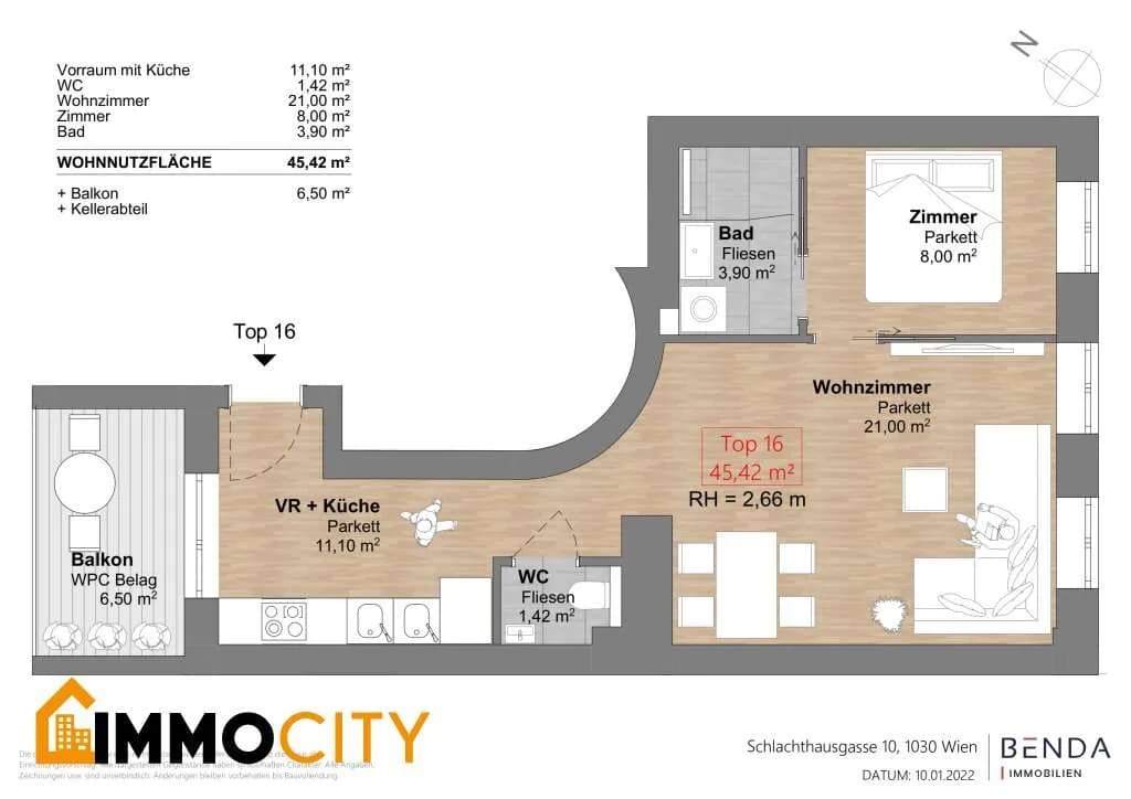 2-Zimmer-Wohnung kaufen in Wien – 45,42 m², € 409.000 – Bild 18 von 18