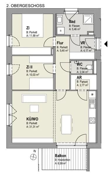 3-Zimmer-Wohnung mieten in Bruck-Mürzzuschlag – 73,23 m², € 884 – Bild 2 von 2