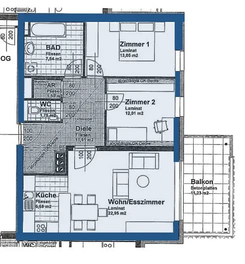 3-Zimmer-Wohnung mieten in Neunkirchen – 77,59 m², € 803 – Bild 2 von 2