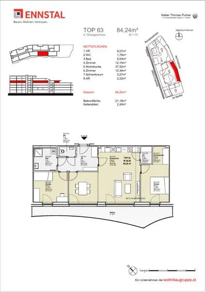 3-Zimmer-Wohnung mieten in Graz – 82,41 m², € 1.208 – Bild 4 von 4