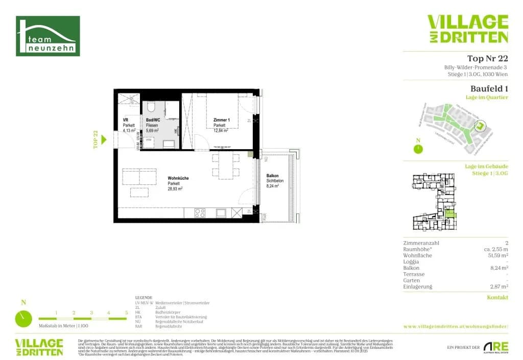 2-Zimmer-Wohnung mieten in Wien – 51,59 m², € 1.199 – Bild 29 von 29