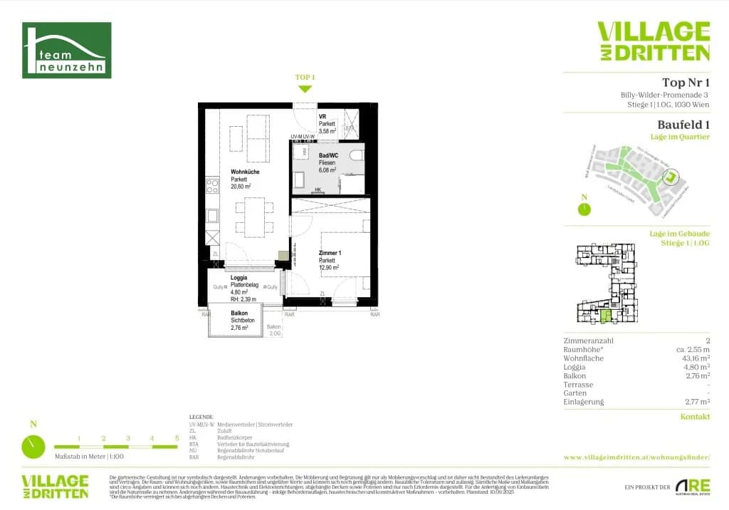 2-Zimmer-Wohnung mieten in Wien – 43,16 m², € 1.049 – Bild 29 von 29