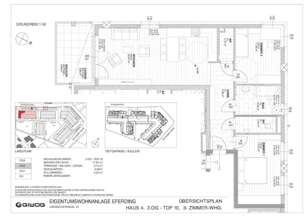 3-Zimmer-Wohnung kaufen in Eferding – 77,81 m², € 329.900 – Bild 2 von 6