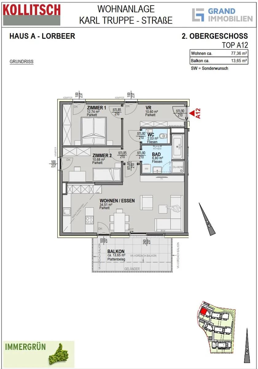3-Zimmer-Wohnung mieten in Klagenfurt – 77,36 m², € 1.600 – Bild 12 von 12