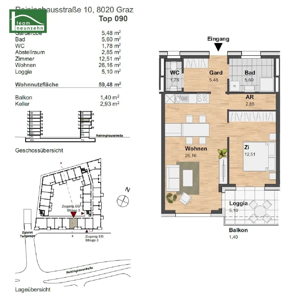 2-Zimmer-Wohnung mieten in Graz – 54,38 m², € 919 – Bild 18 von 18