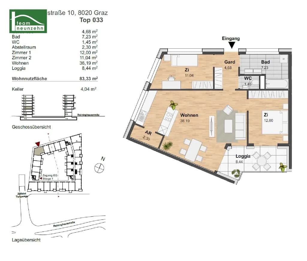 3-Zimmer-Wohnung mieten in Graz – 74,89 m², € 1.349 – Bild 29 von 29