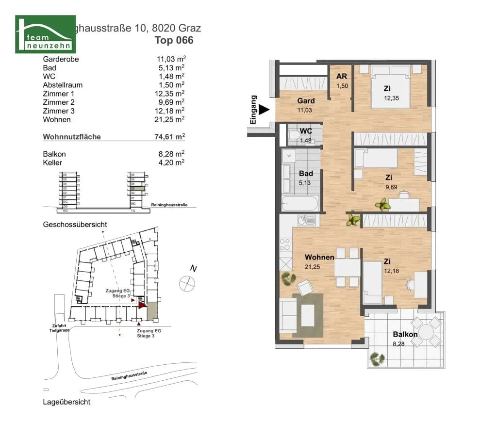 4-Zimmer-Wohnung mieten in Graz – 74,61 m², € 1.269 – Bild 28 von 28